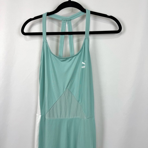 Puma Archive T7 sleeveless jumpsuit in Sage green / white side stripes Yoga Sz L - Picture 6 of 14